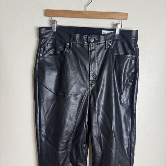 GAP Pants Womens 32 Black 70s Flare High Rise Faux Leather Retro Boho Style - Picture 4 of 13